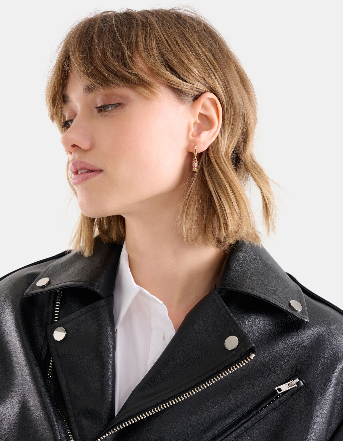 Cilinder Strass Oorbellen Roze SHOEBY ACCESSOIRES