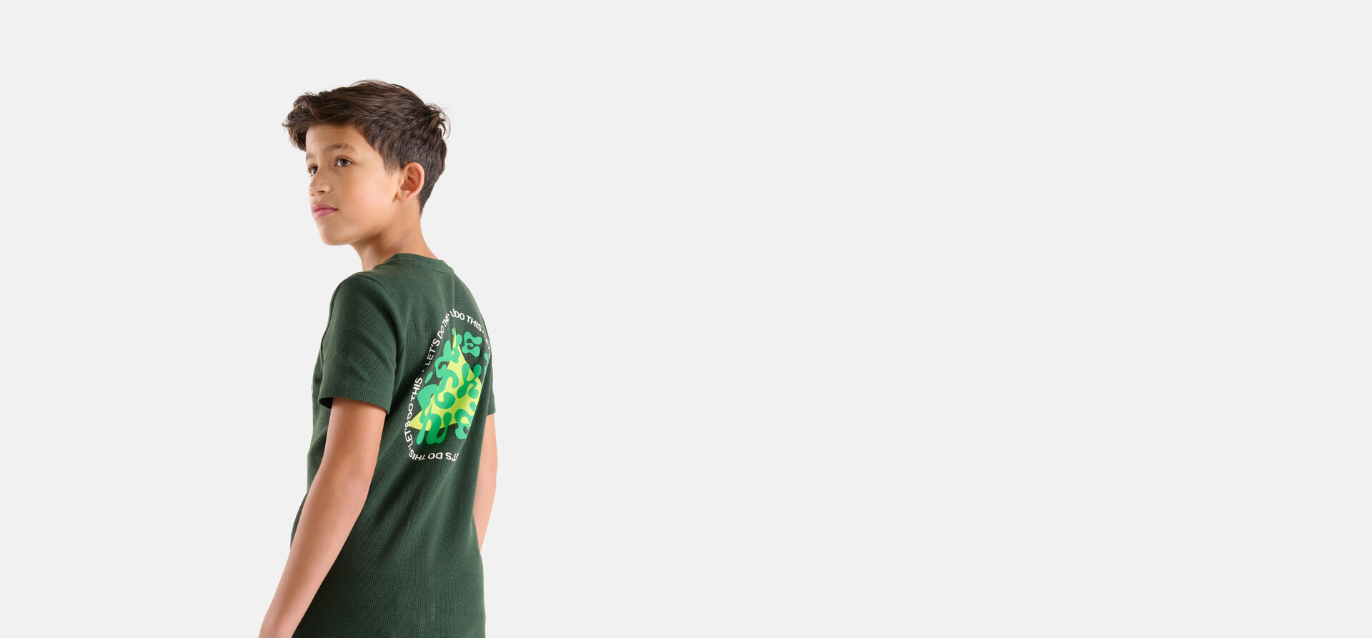Structuur T-shirt Donkergroen SHOEBY BOYS