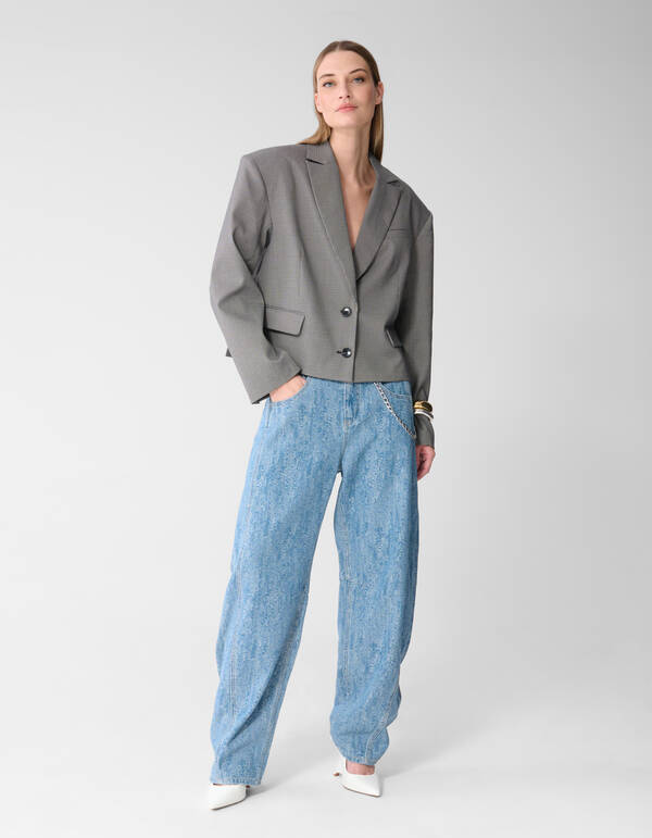 Sporty Oversized Ruiten Blazer Grijs SHOEBY WOMEN