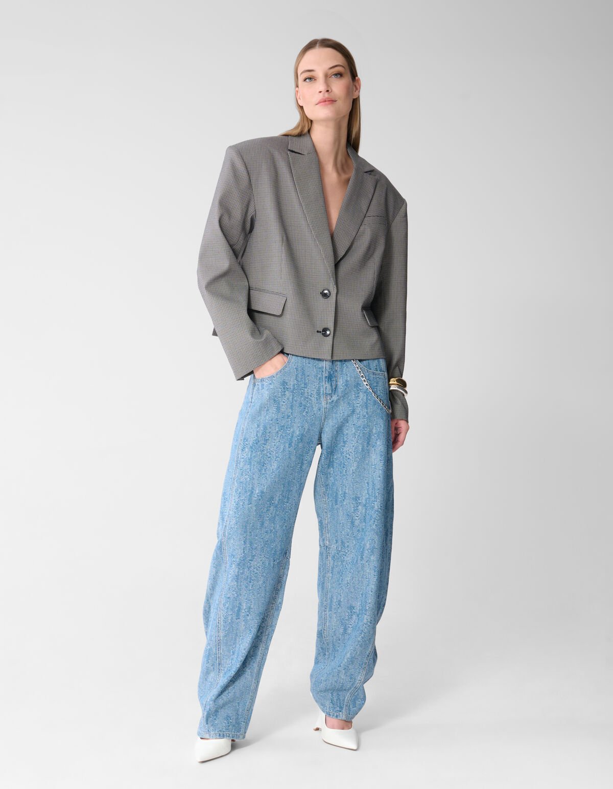 Sporty Oversized Ruiten Blazer Grijs SHOEBY WOMEN