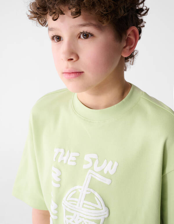 Sipping Artwork T-shirt Lichtgroen SHOEBY BOYS