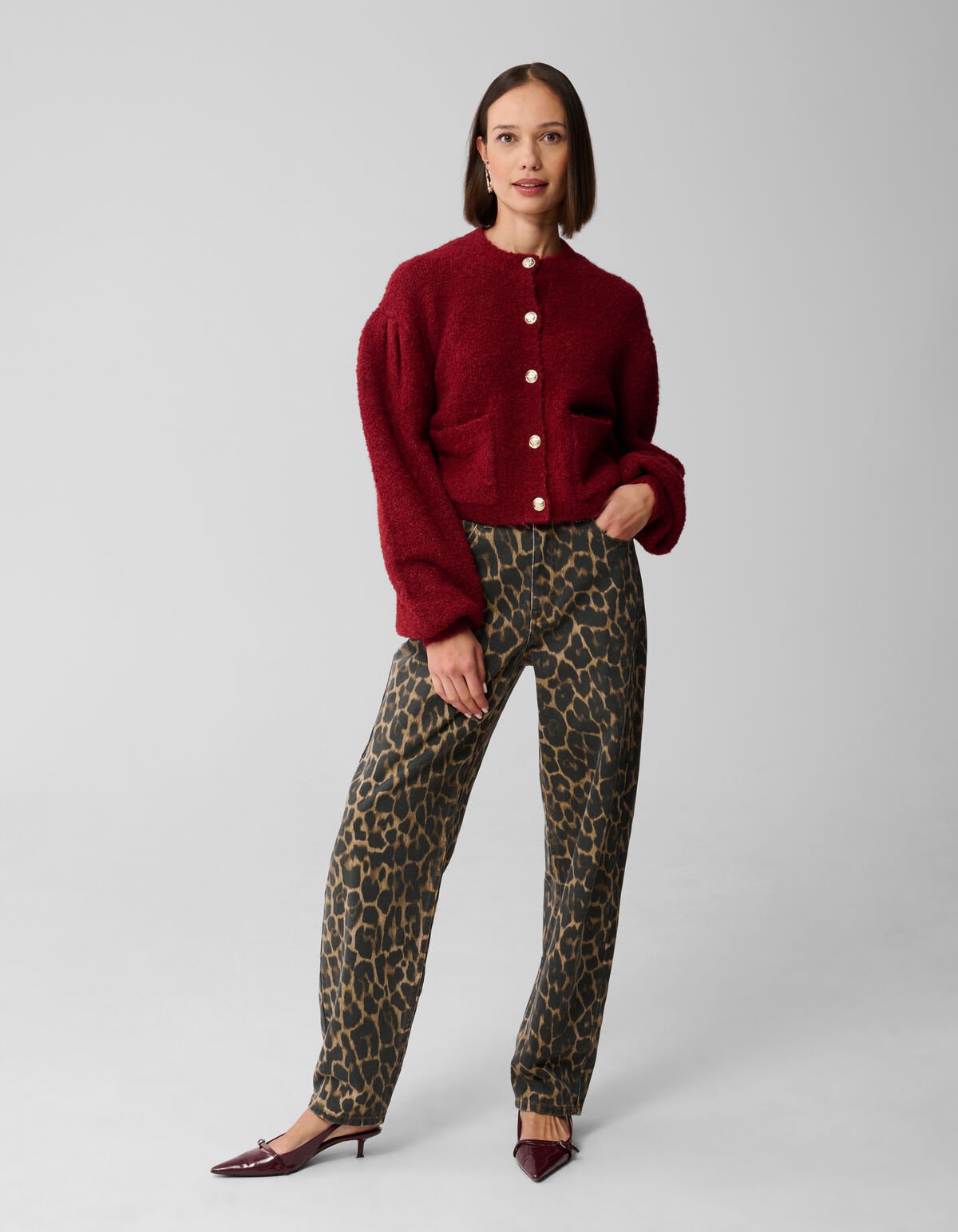 Teddy Knit Vest Donkerrood SHOEBY WOMEN