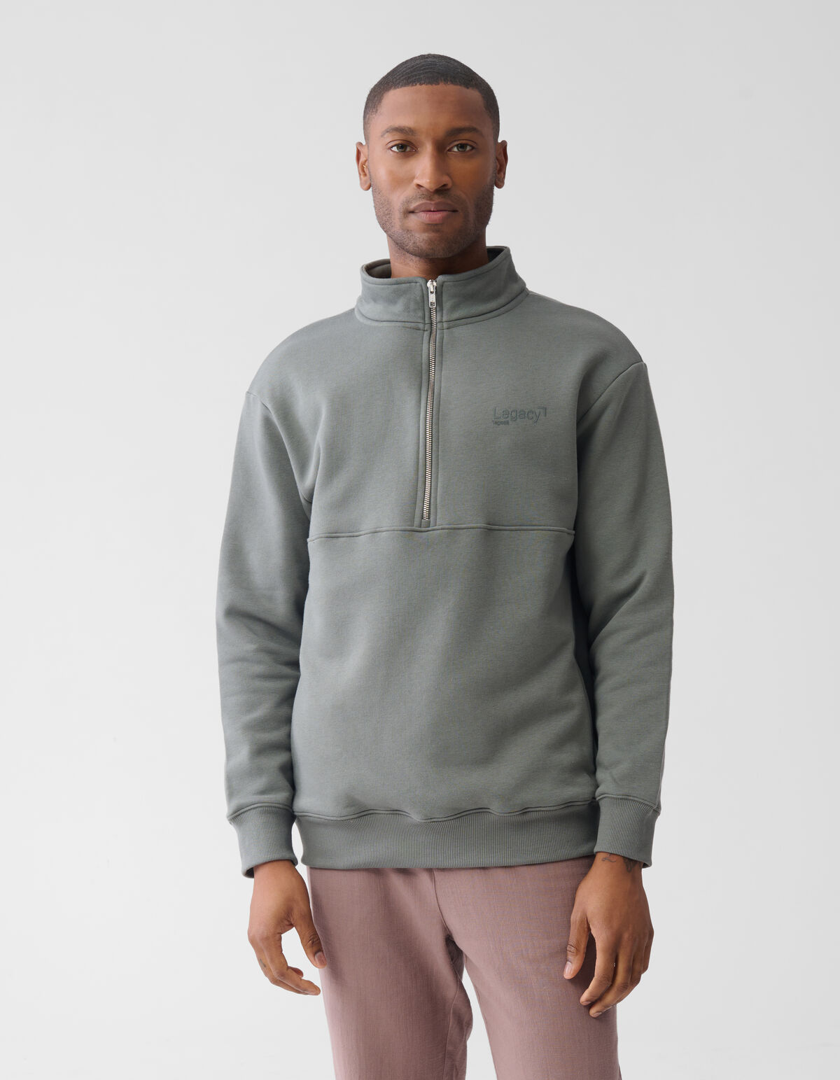Zipper Sweater Donkergroen SHOEBY MEN