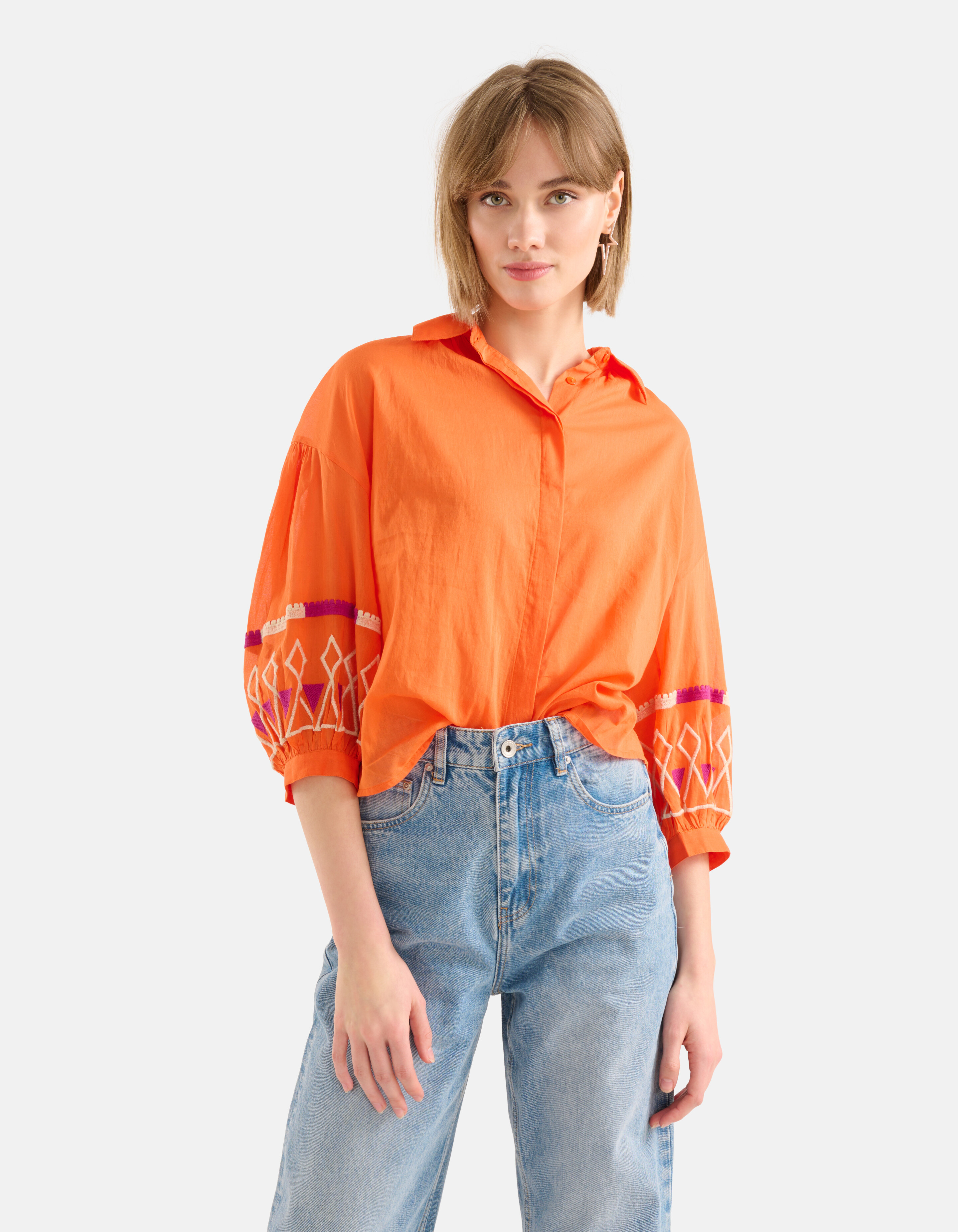 Voile Embroidery Blouse Oranje SHOEBY WOMEN