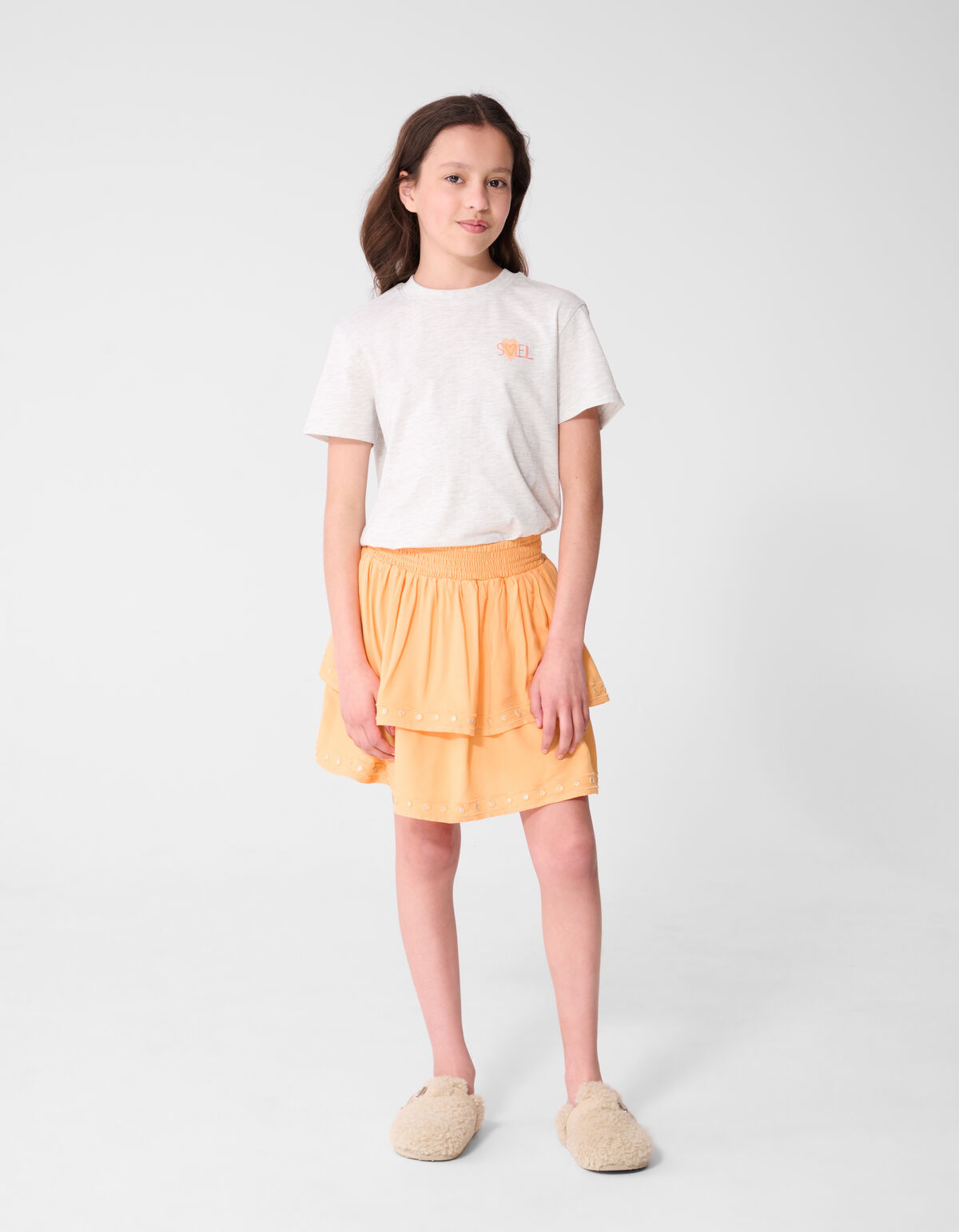 Ruffle Mirror Mini Rok Lichtoranje SHOEBY GIRLS