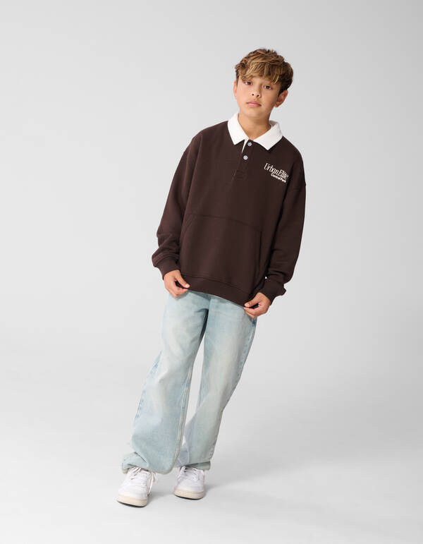 Pocket Polo Sweater Donkerbruin SHOEBY BOYS