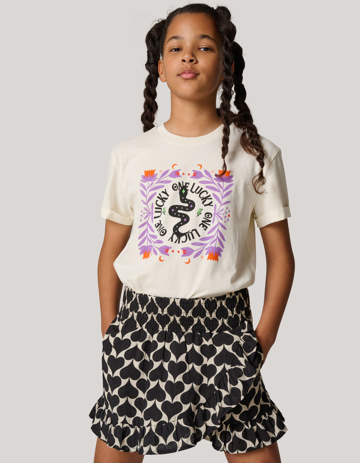 Printed Skort Zwart/Wit SHOEBY GIRLS