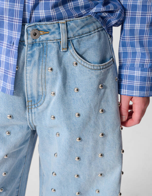Studded Barrel Fit Jeans Lichtblauw SHOEBY GIRLS