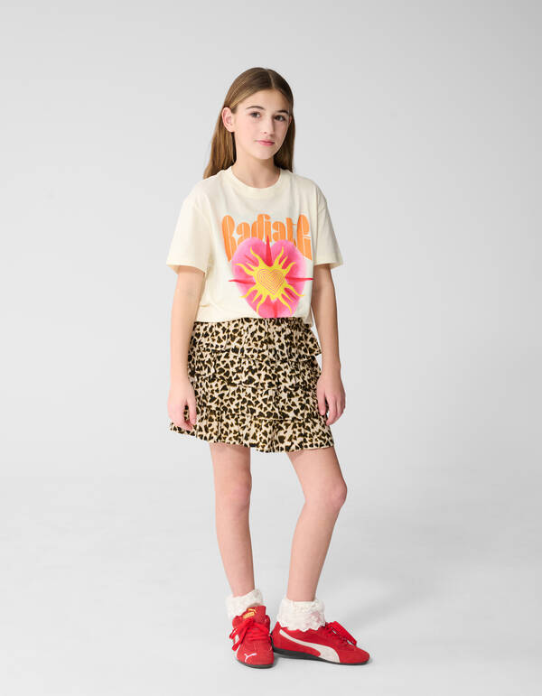 Heart Leopard Mini Rok Lichtbruin SHOEBY GIRLS