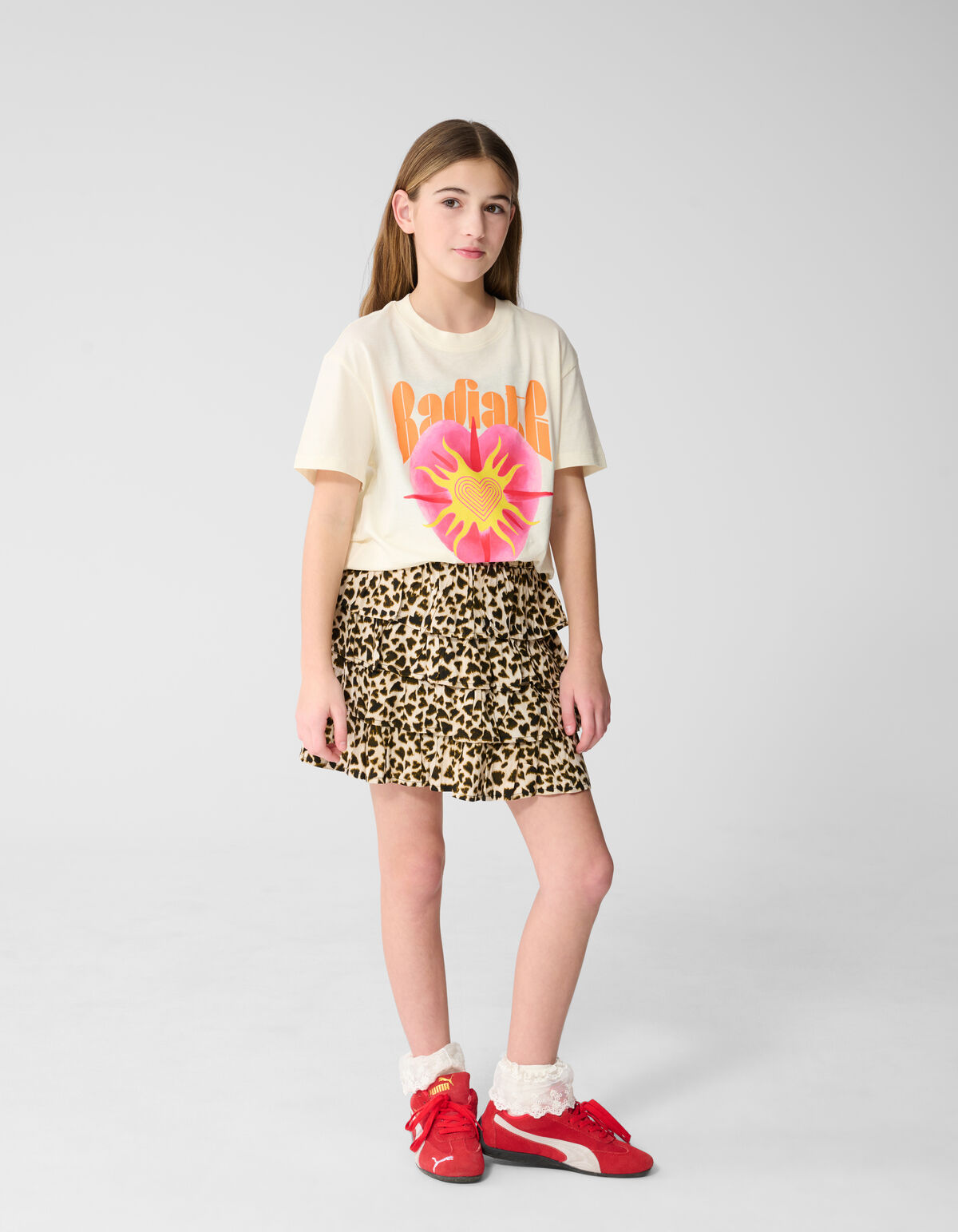 Heart Leopard Mini Rok Lichtbruin SHOEBY GIRLS