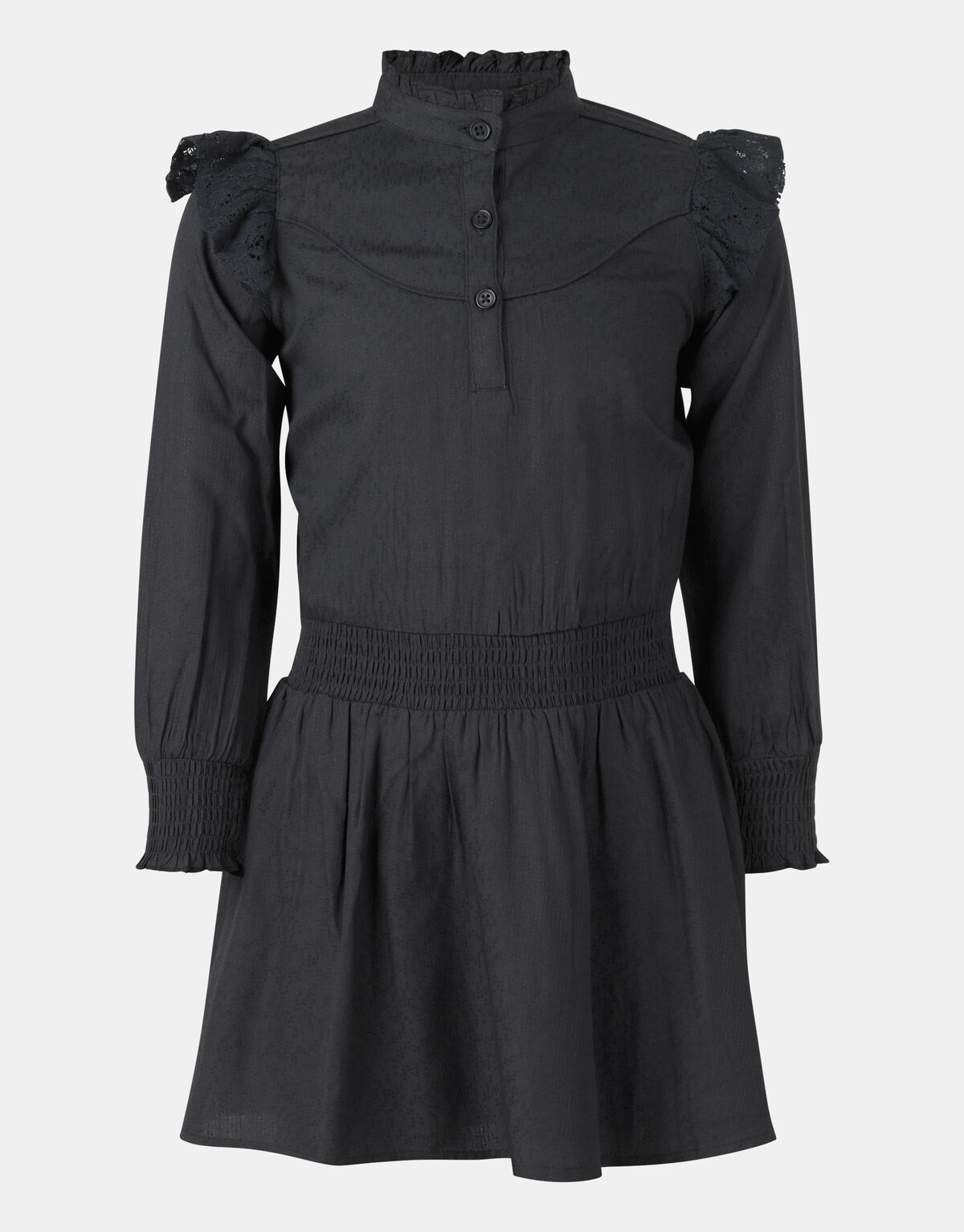 Kanten Ruffle Jurk Donkergrijs SHOEBY GIRLS