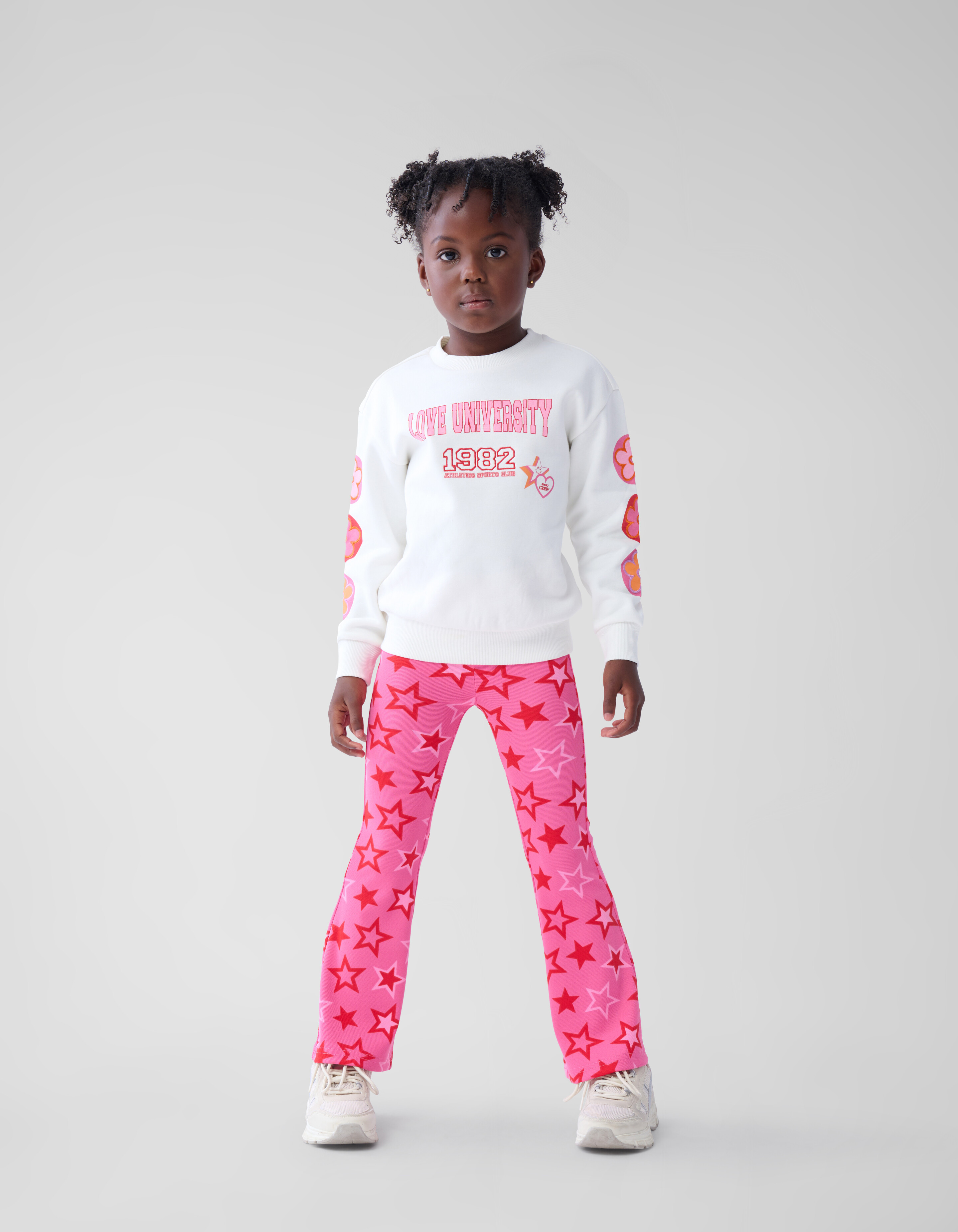 Printed Rib Flared Legging Roze SHOEBY GIRLS