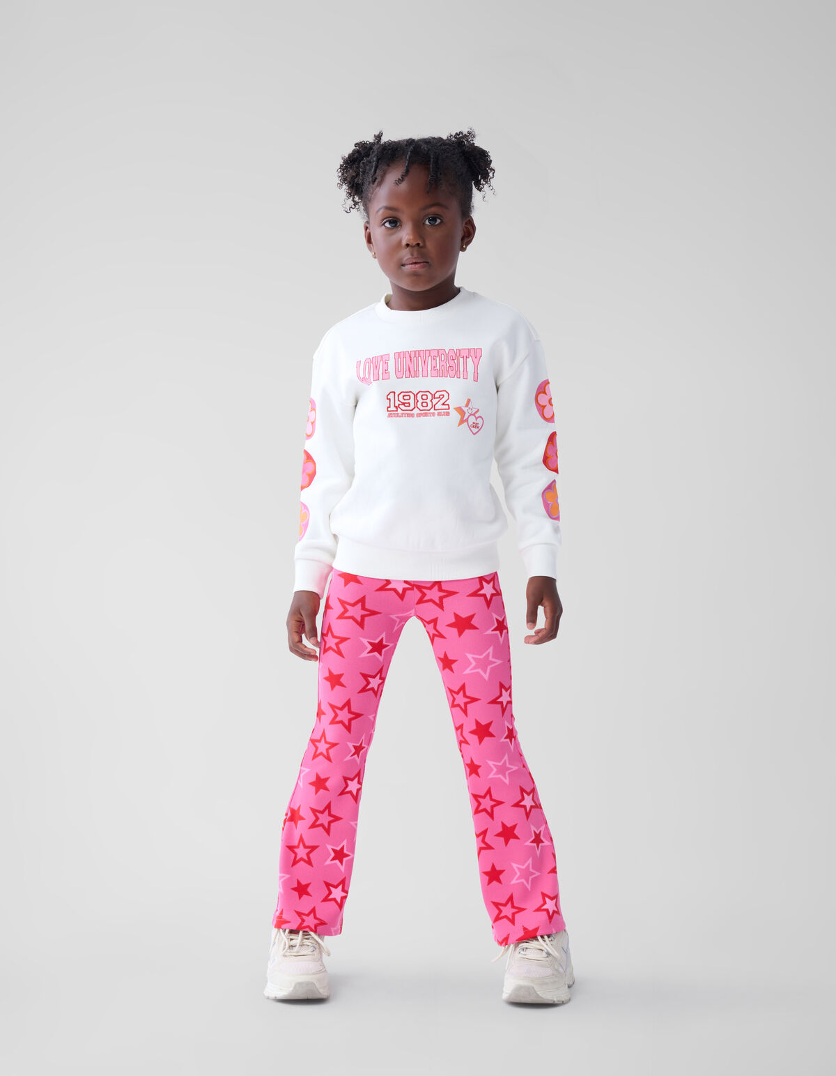 Printed Rib Flared Legging Roze SHOEBY GIRLS