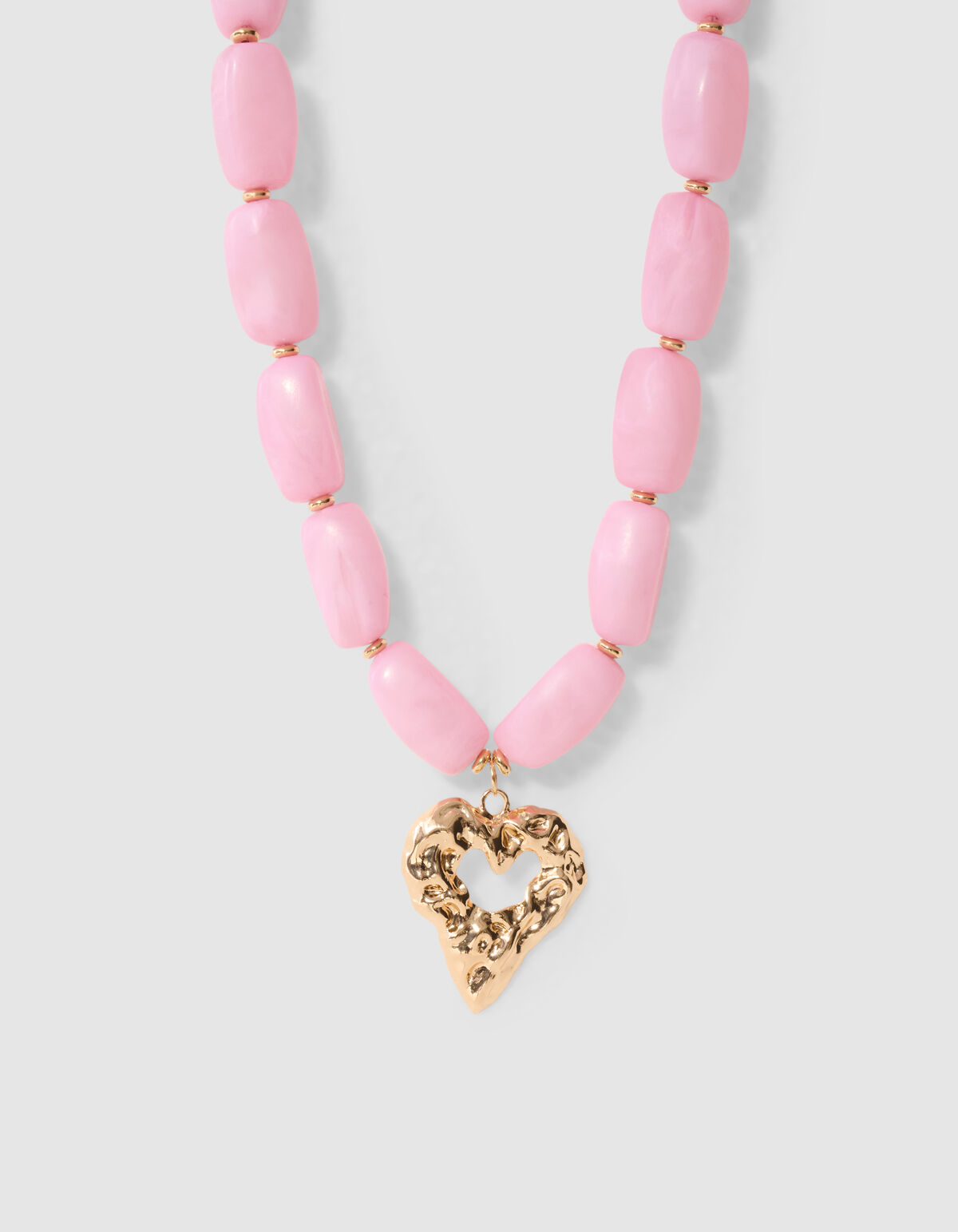 Beaded Heart Ketting Goud/Roze SHOEBY ACCESSOIRES