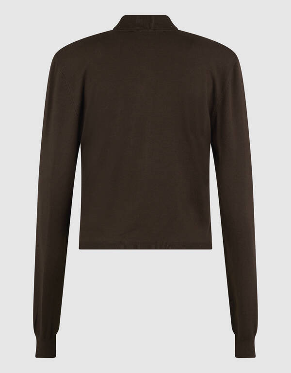 Longsleeve Polo Top Donkerbruin By Monica SHOEBY WOMEN