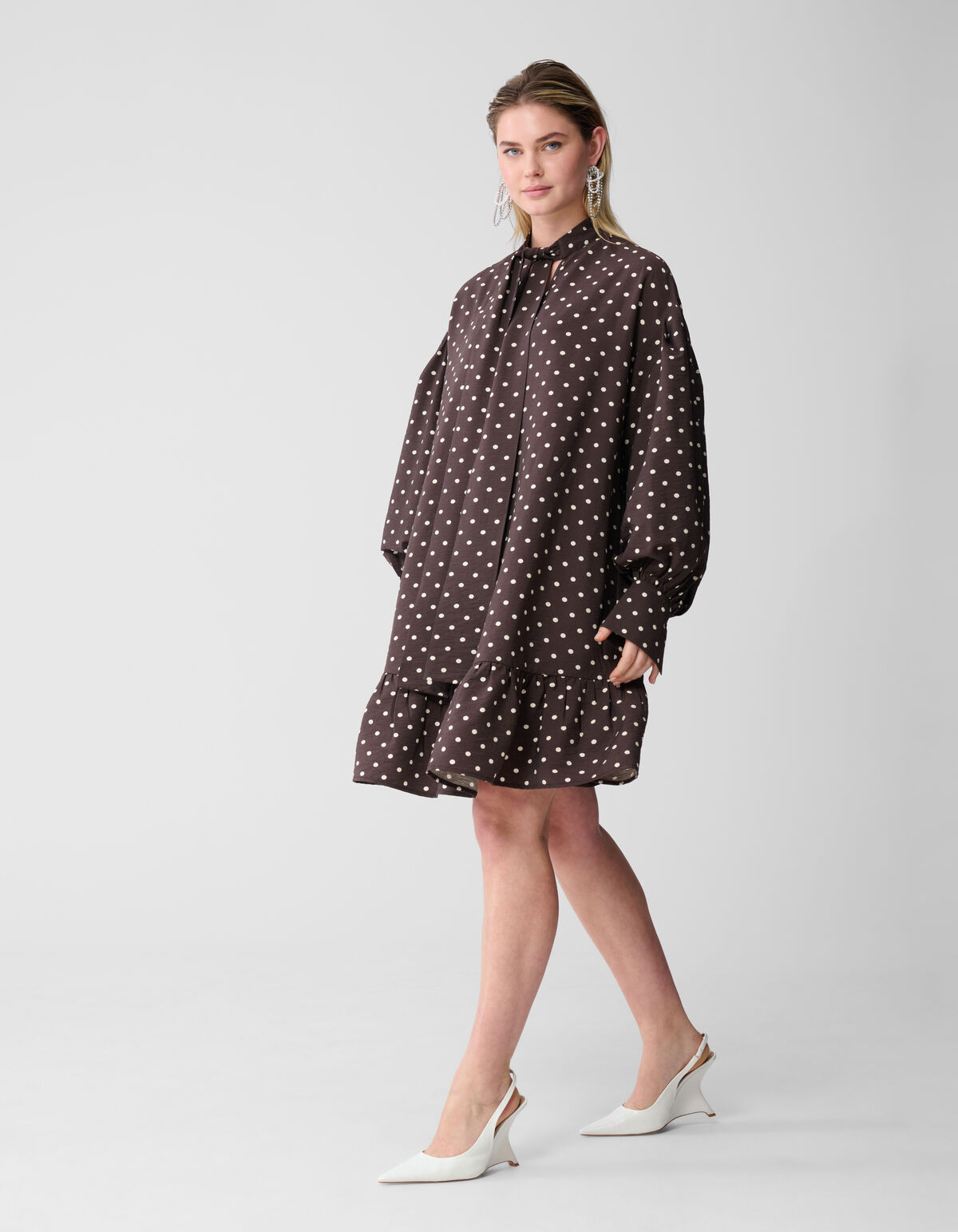 Polkadot Mini Jurk Donkerbruin SHOEBY WOMEN