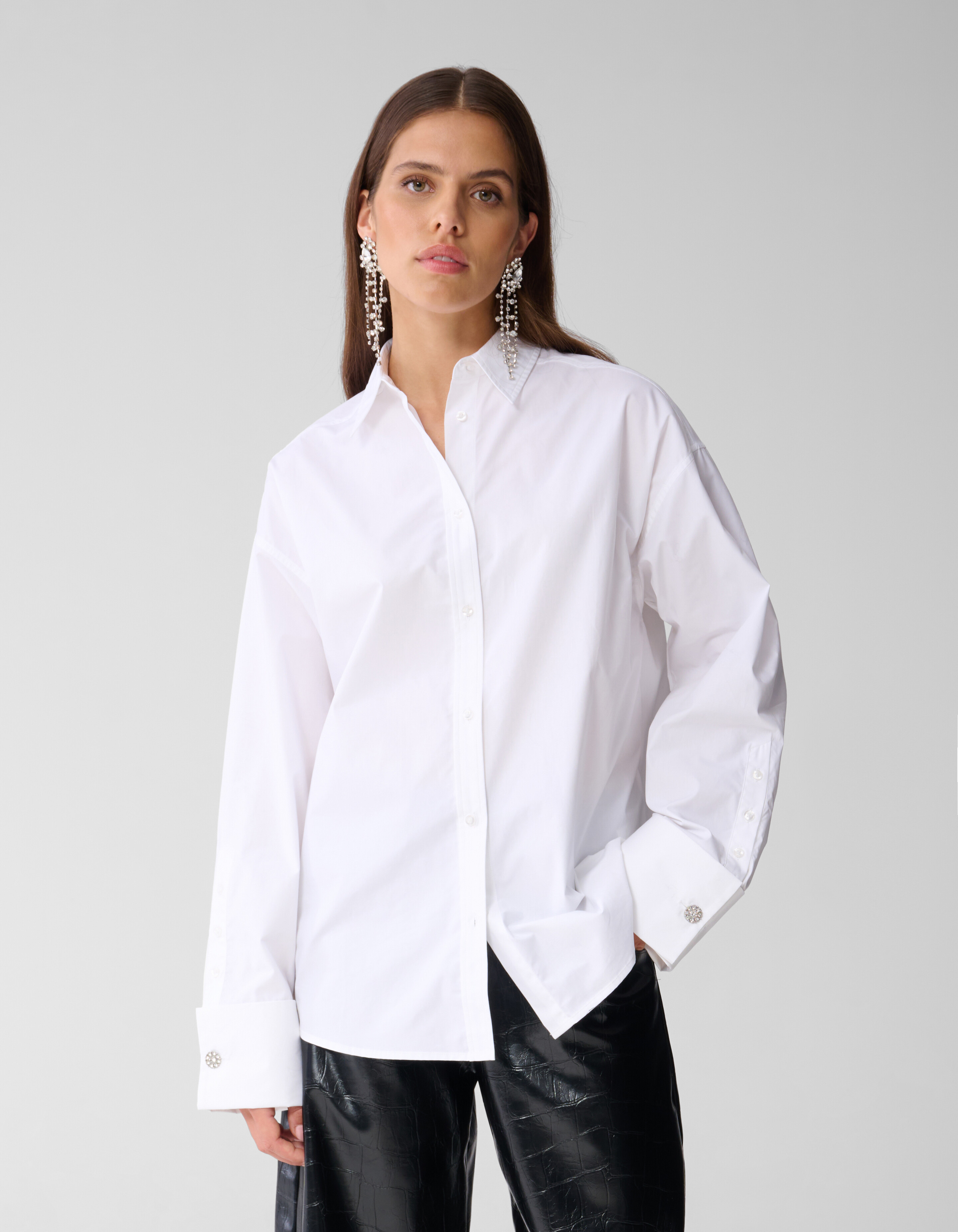 Oversized Poplin Blouse Wit SHOEBY WOMEN