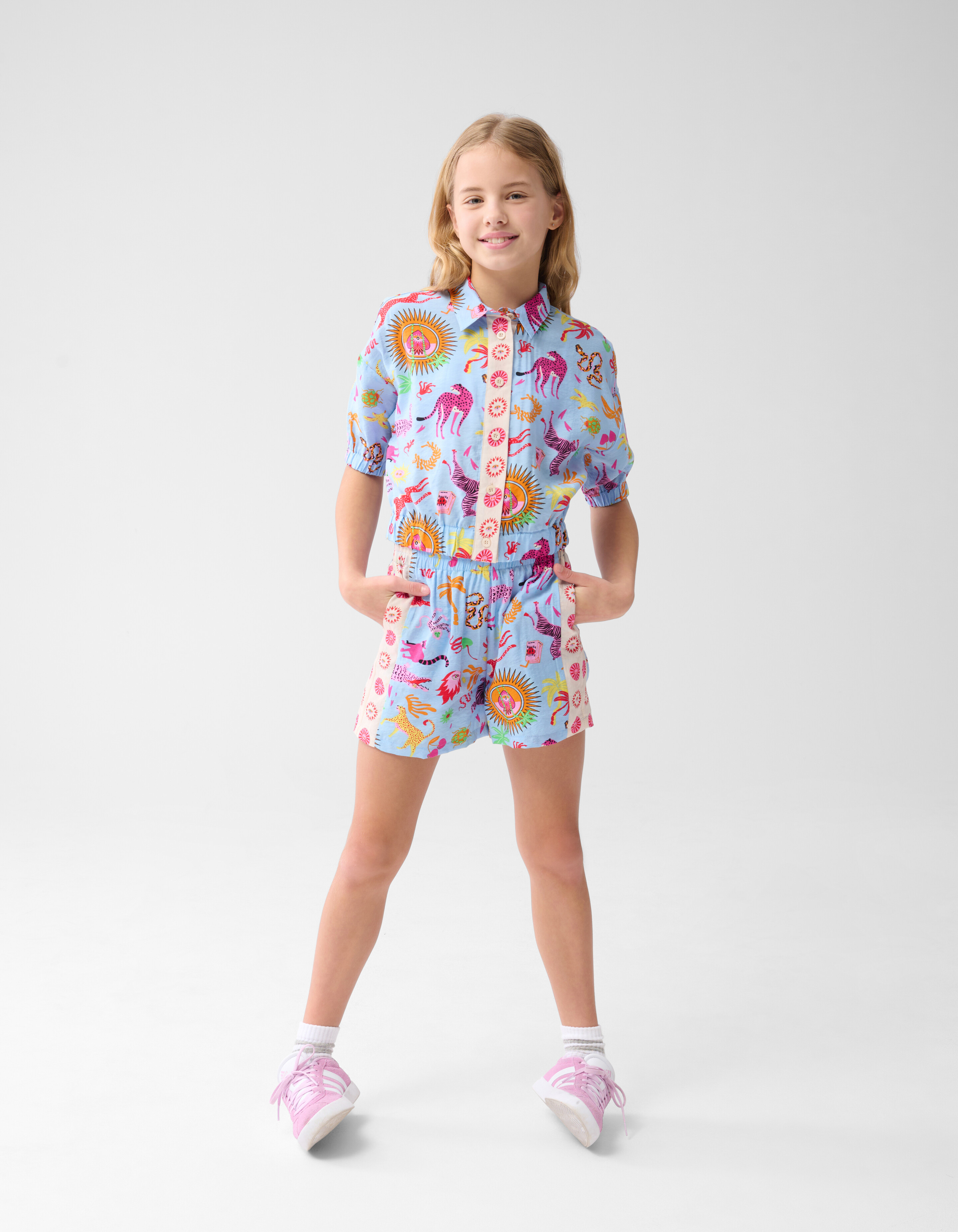 Jungle Artwork Blouse Lichtblauw SHOEBY GIRLS
