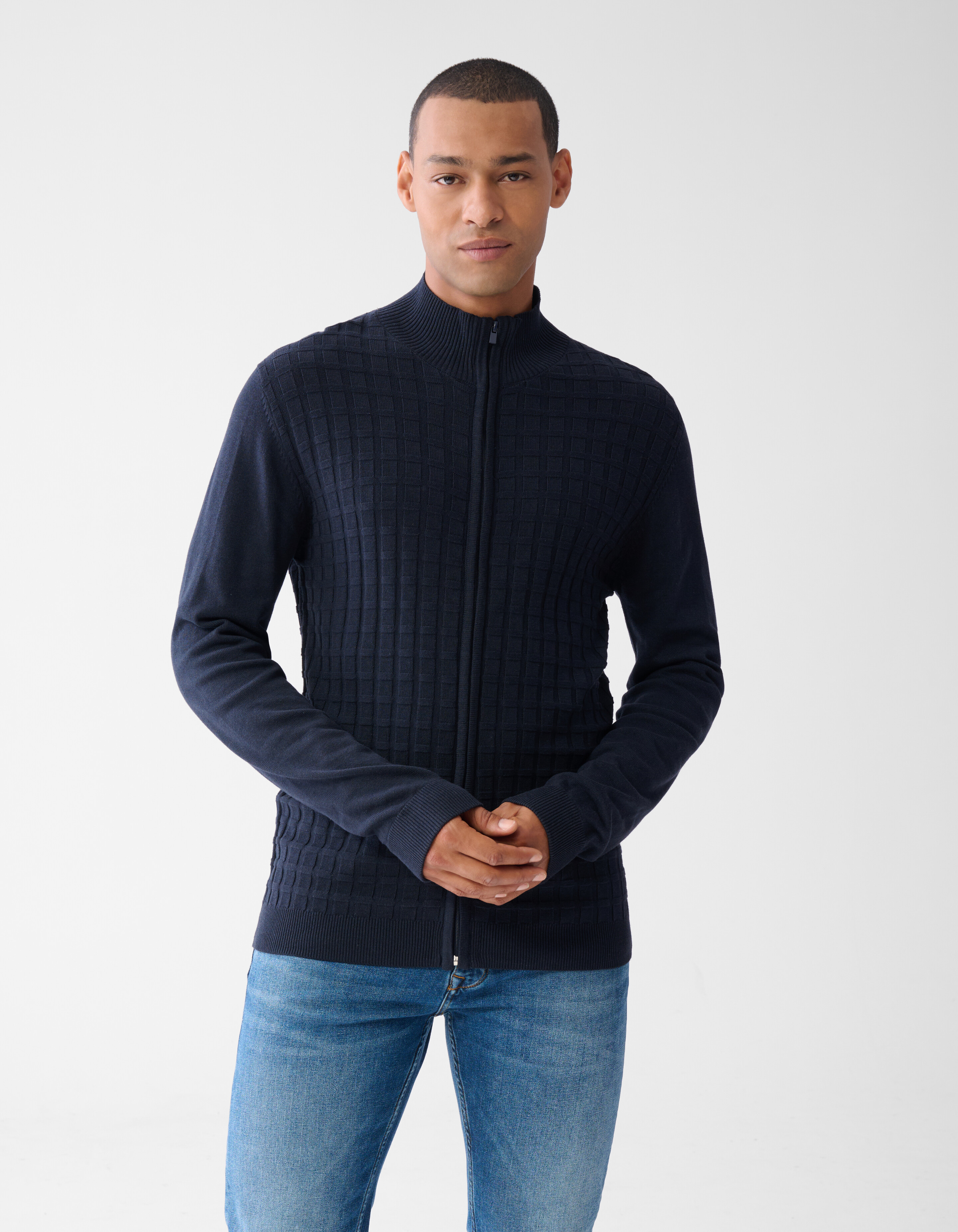 Structuur Zip Vest Donkerblauw SHOEBY MEN