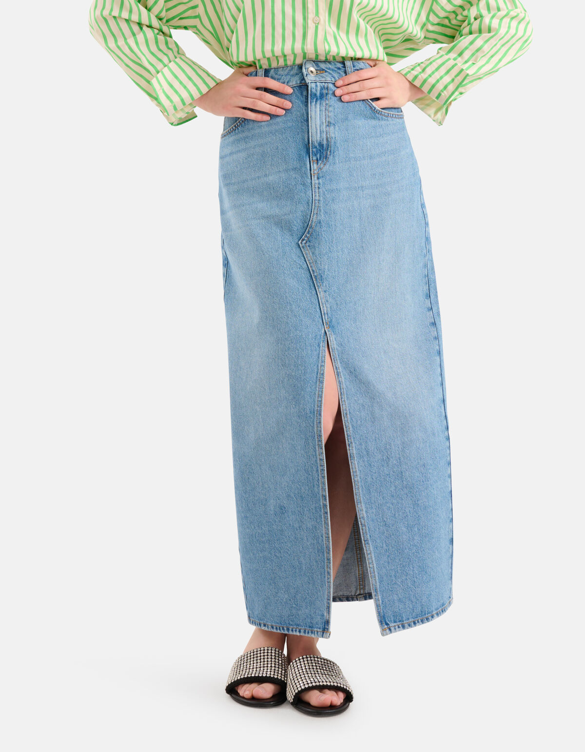 Denim Midi Rok Blauw SHOEBY WOMEN