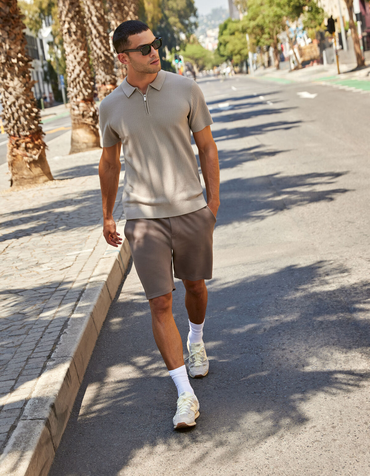 Gebreide Zipper Polo Lichtbruin SHOEBY MEN