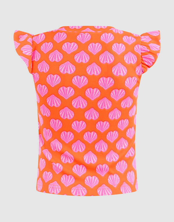 Schelpen Ruffle Rib Top Oranje SHOEBY GIRLS