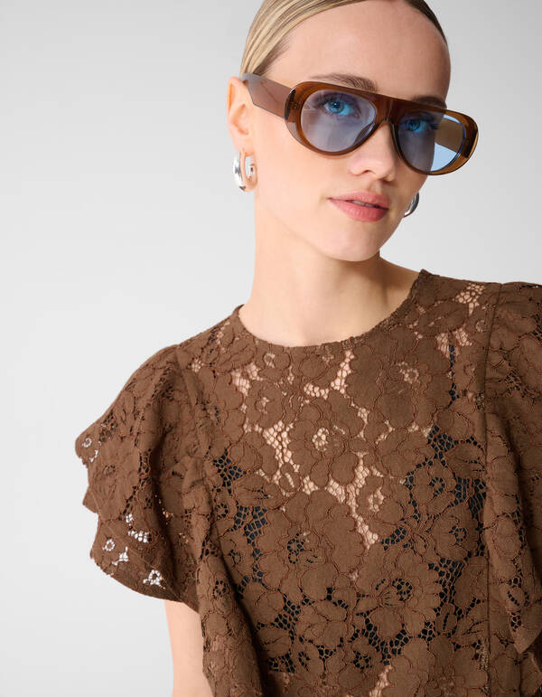 Kanten Ruffle Top Bruin SHOEBY WOMEN