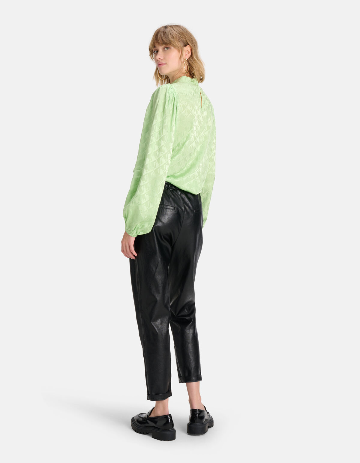 Satijnen Jacquard Blouse Groen SHOEBY WOMEN