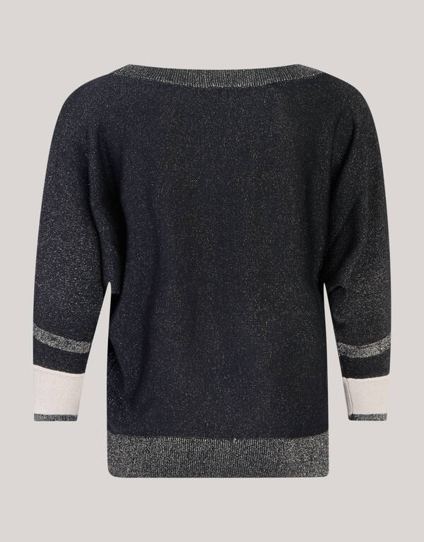Colorblock Glitter Batwing Trui Zwart SHOEBY WOMEN