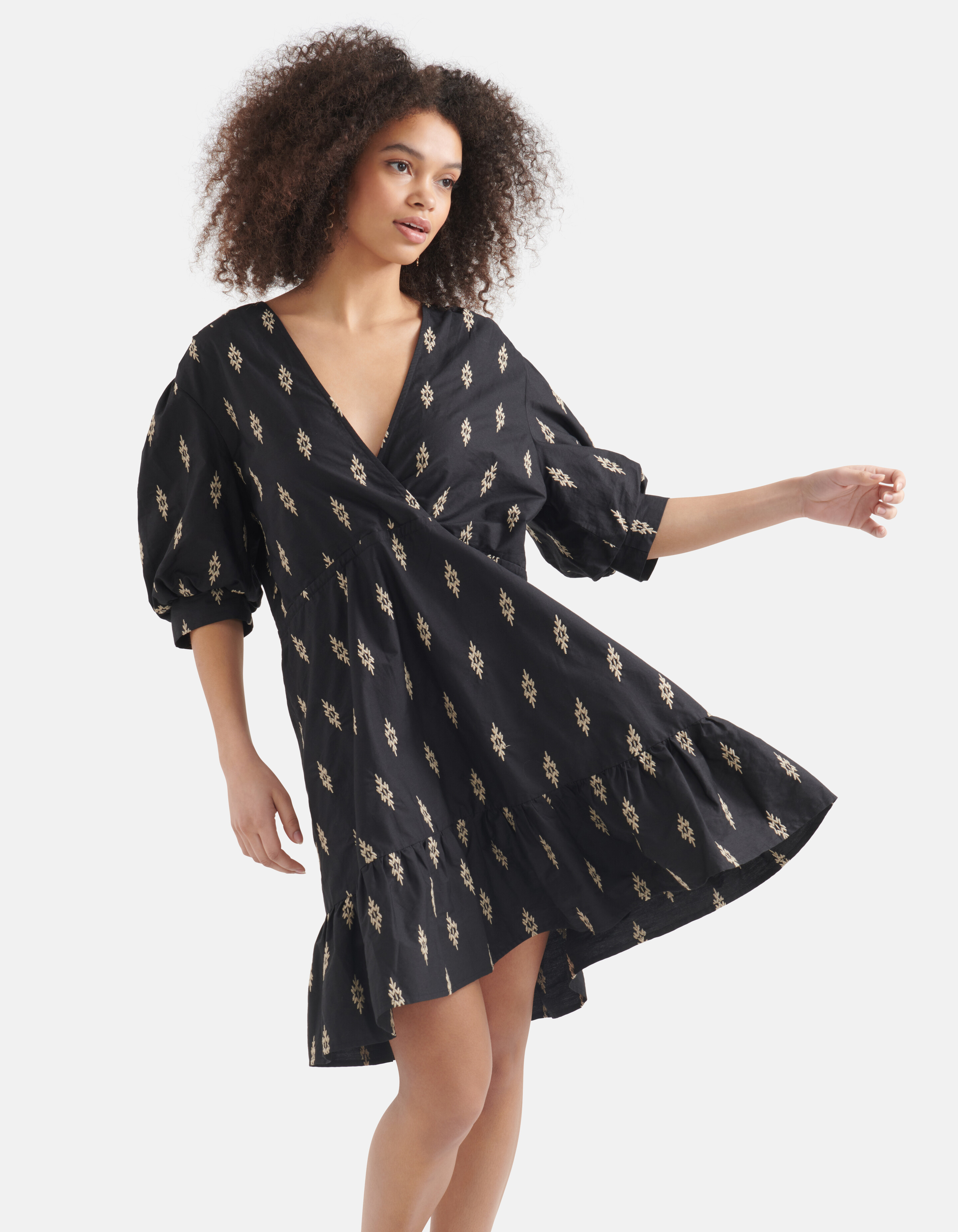 Poplin Embroidery Jurk Zwart SHOEBY WOMEN