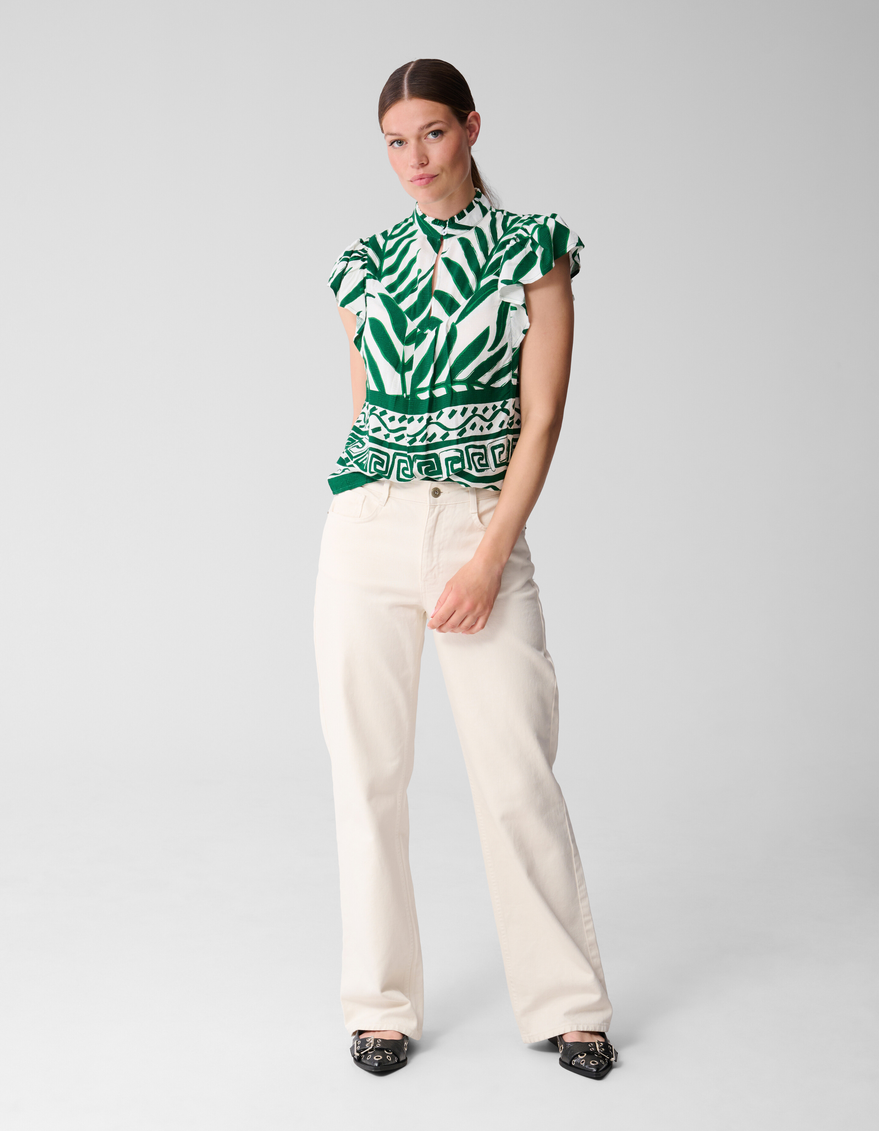 Printed Palm Top Wit SHOEBY WOMEN