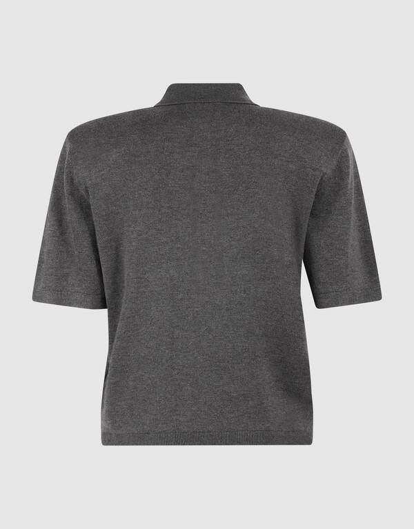 Shortsleeve Gebreide Polo Donkergrijs SHOEBY WOMEN