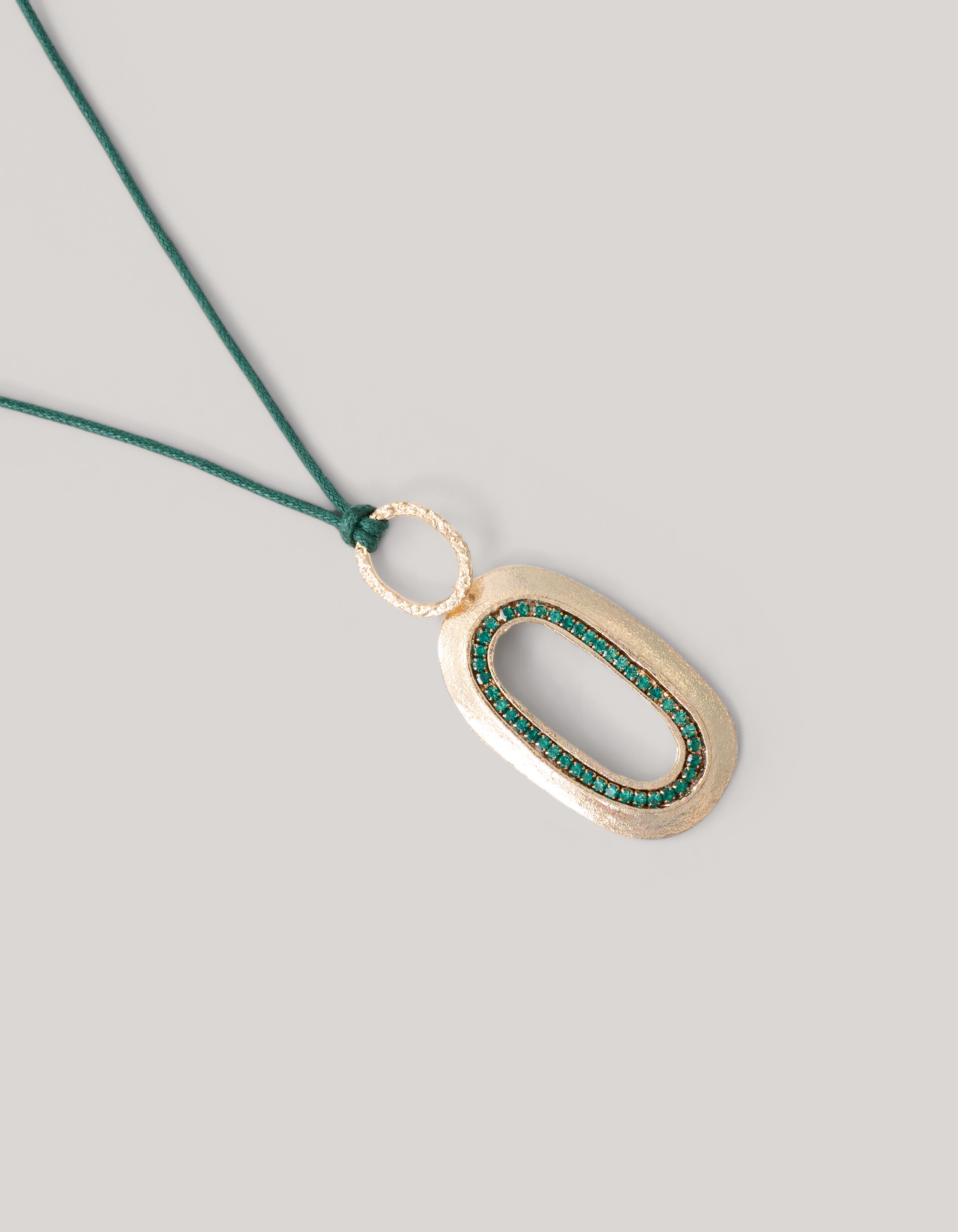 Hammered Oval Strass Ketting Goud By Mieke SHOEBY ACCESSOIRES