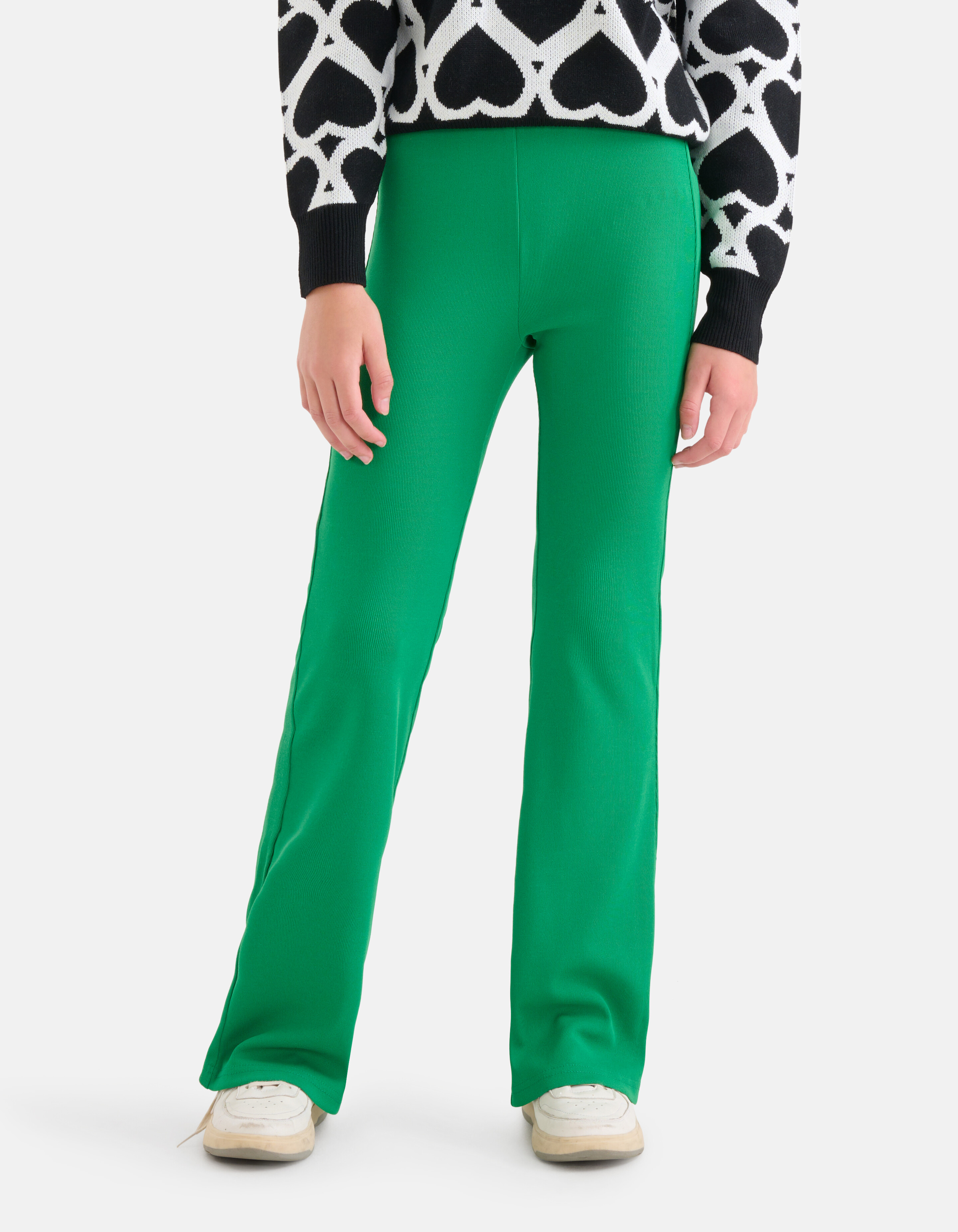 Rib Flared Legging Groen SHOEBY GIRLS