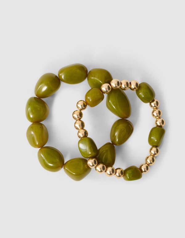 Beaded Armbanden Set Donkergroen SHOEBY ACCESSOIRES