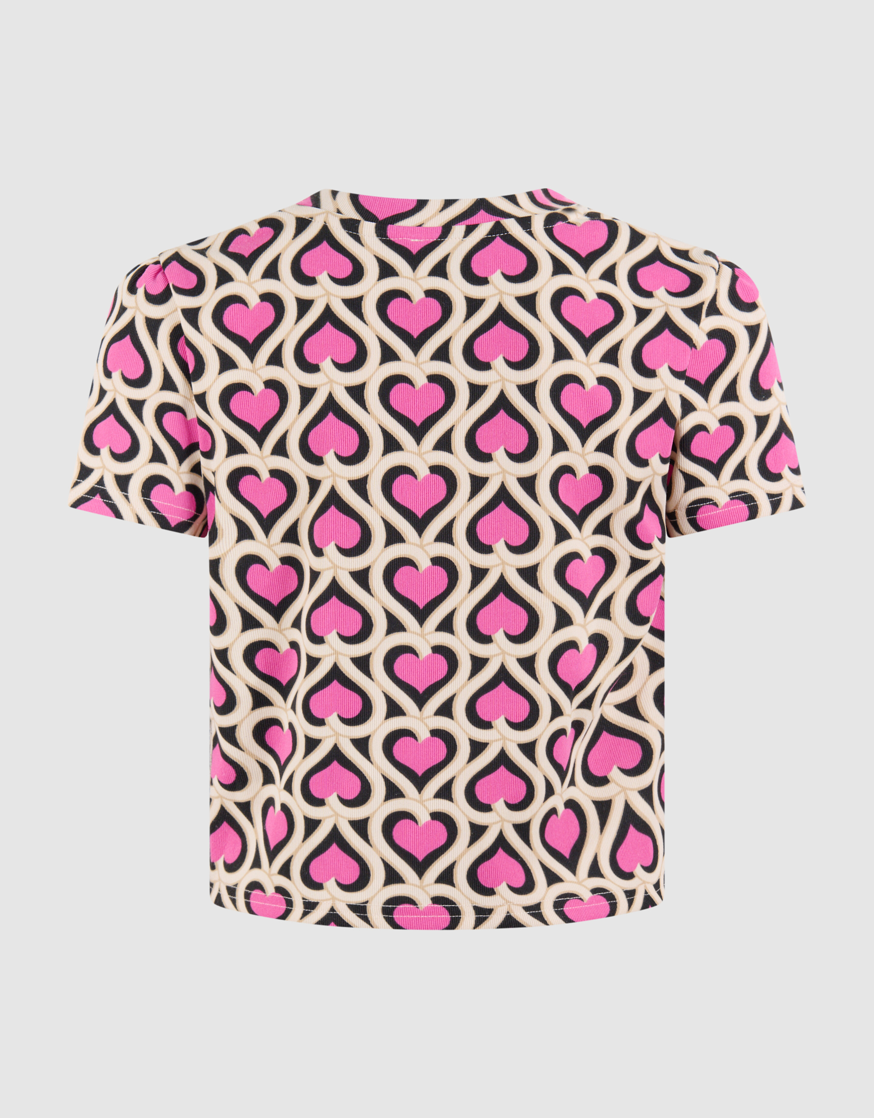 Heart Printed Rib Top Roze SHOEBY GIRLS