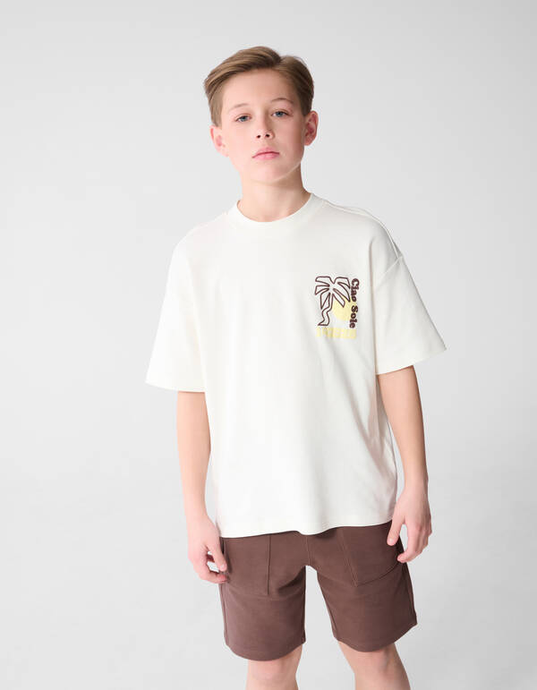 Palm Artwork T-shirt Gebroken Wit SHOEBY BOYS