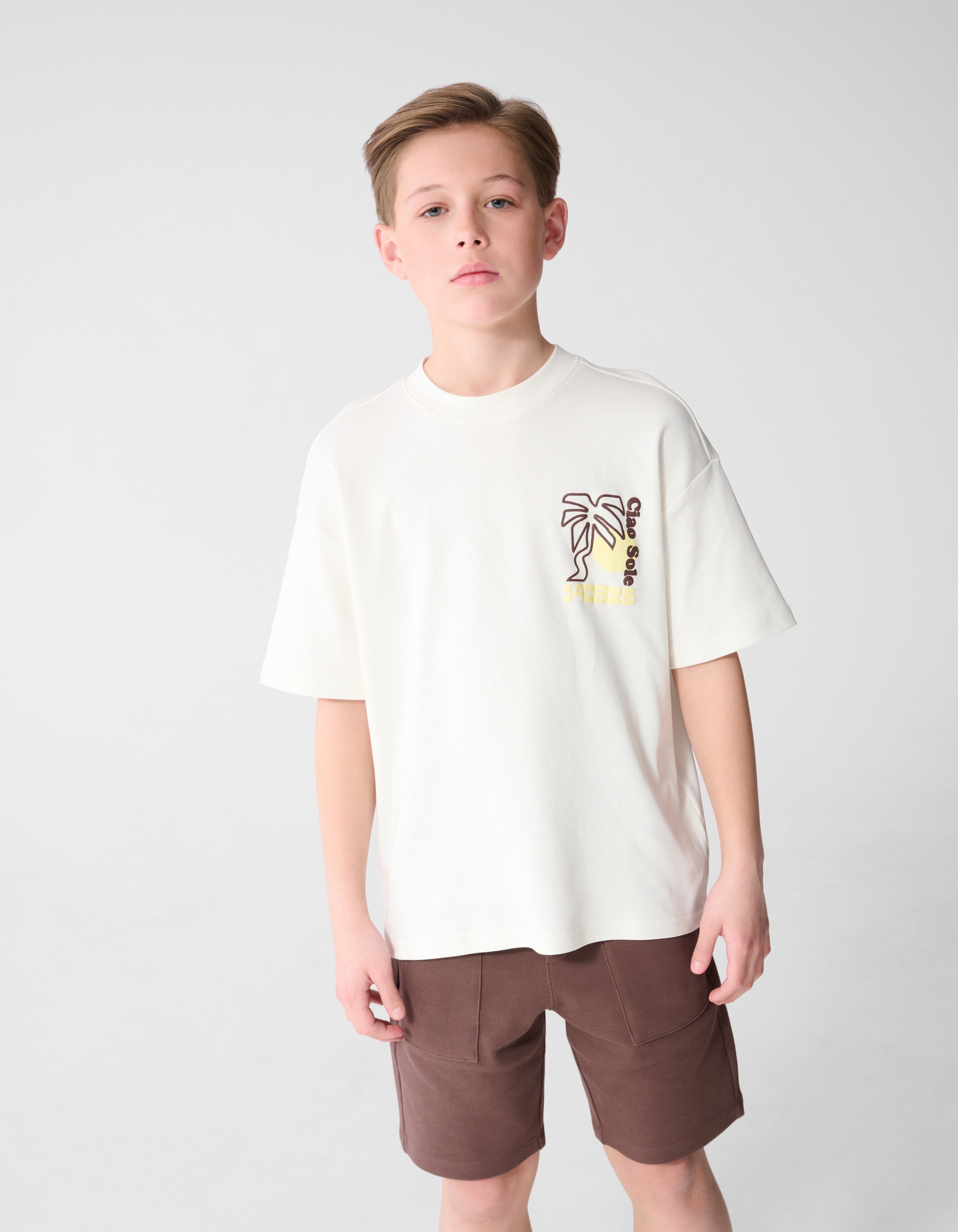 Palm Artwork T-shirt Gebroken Wit SHOEBY BOYS