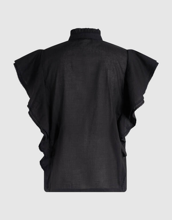 Pintuck Ruffle Top Zwart SHOEBY WOMEN