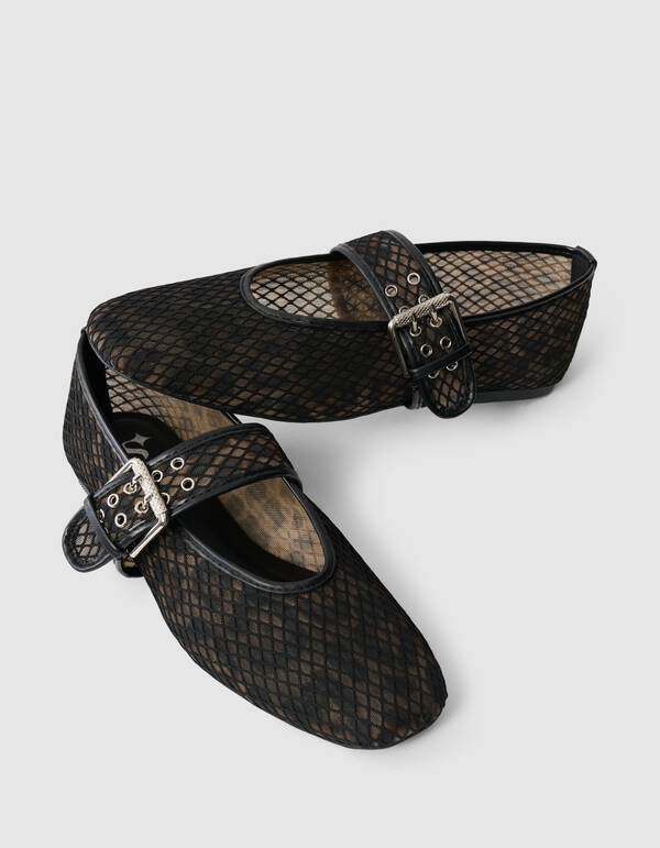 Leopard Mesh Instapper Zwart/Bruin SCHOENEN SHOEBY