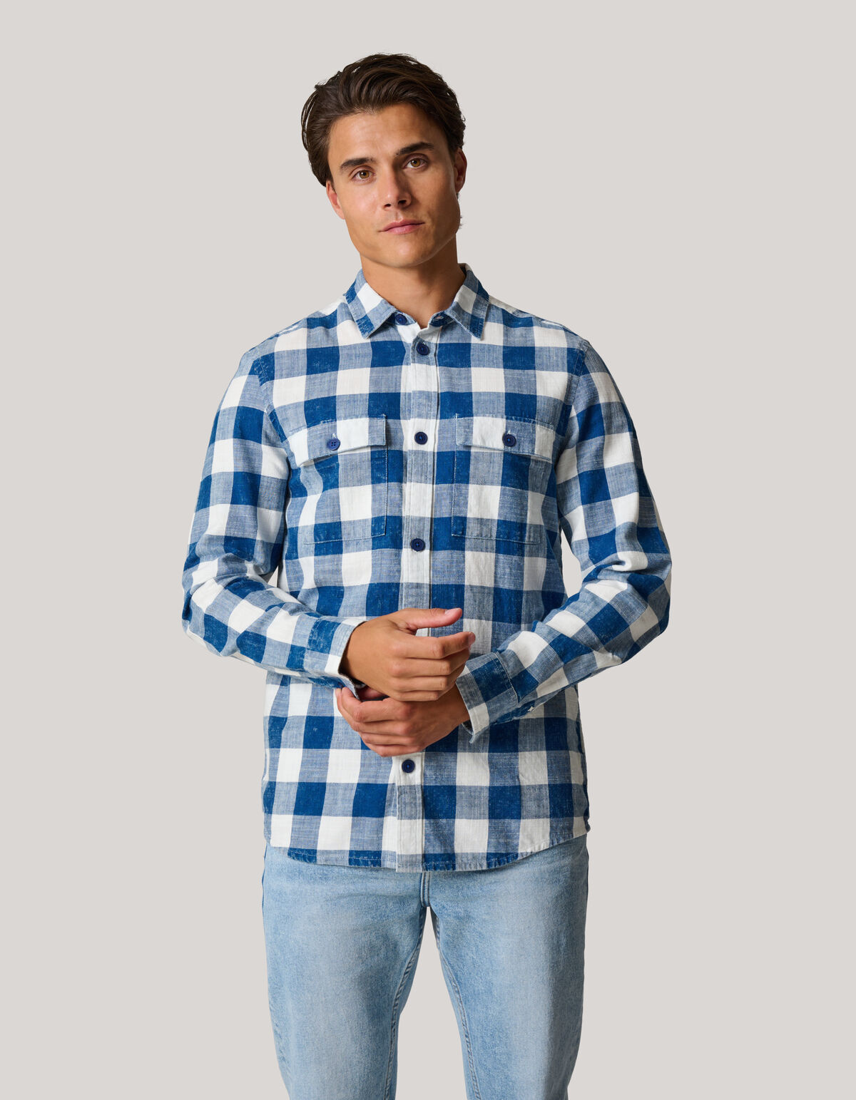 Ruiten Overhemd Blauw SHOEBY MEN