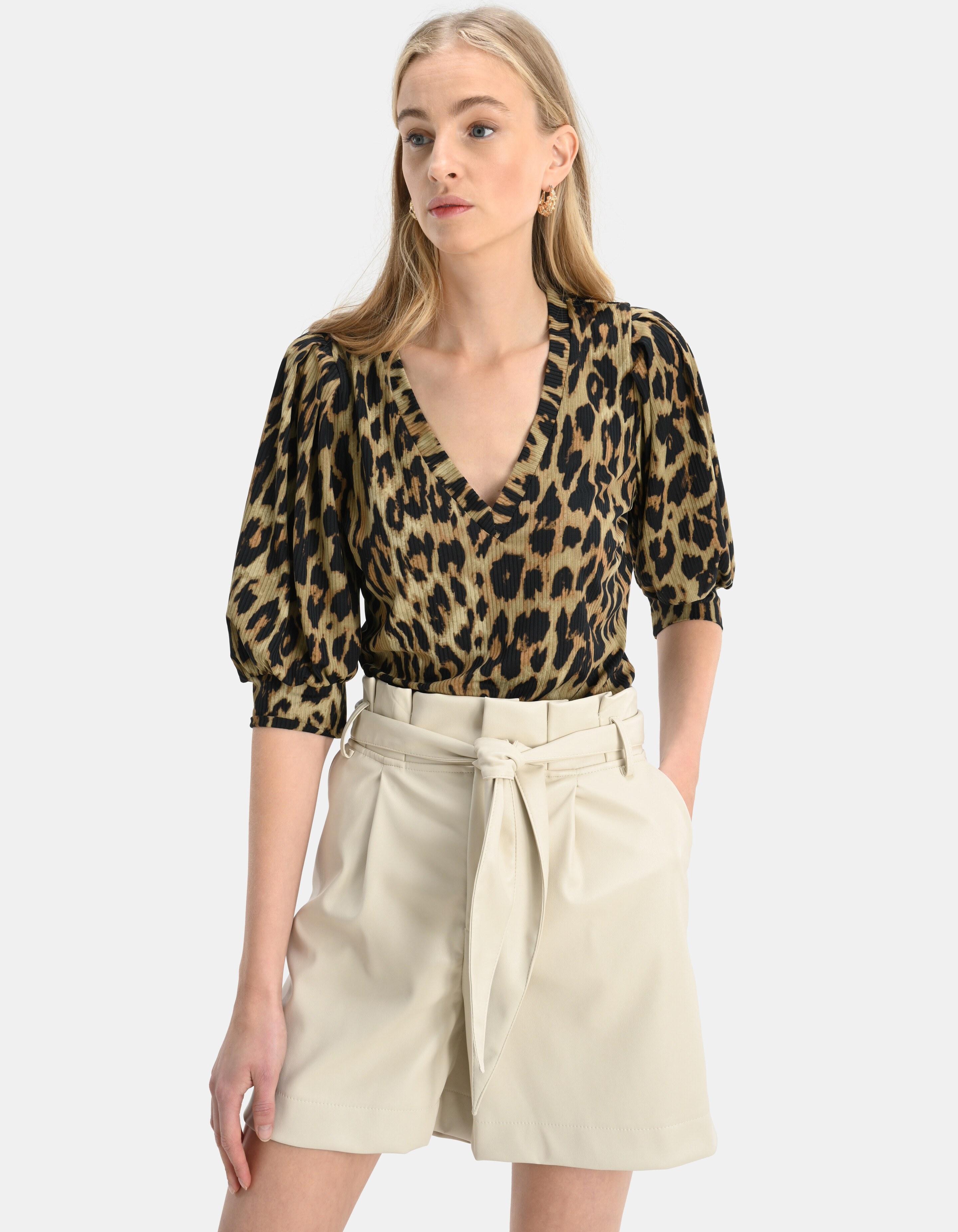 Vegan Leren Paperbag Short Gebroken Wit EKSEPT