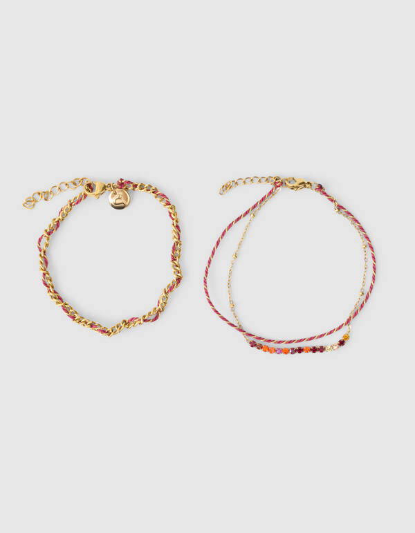 Touw Strass Armband Bruin SHOEBY ACCESSOIRES