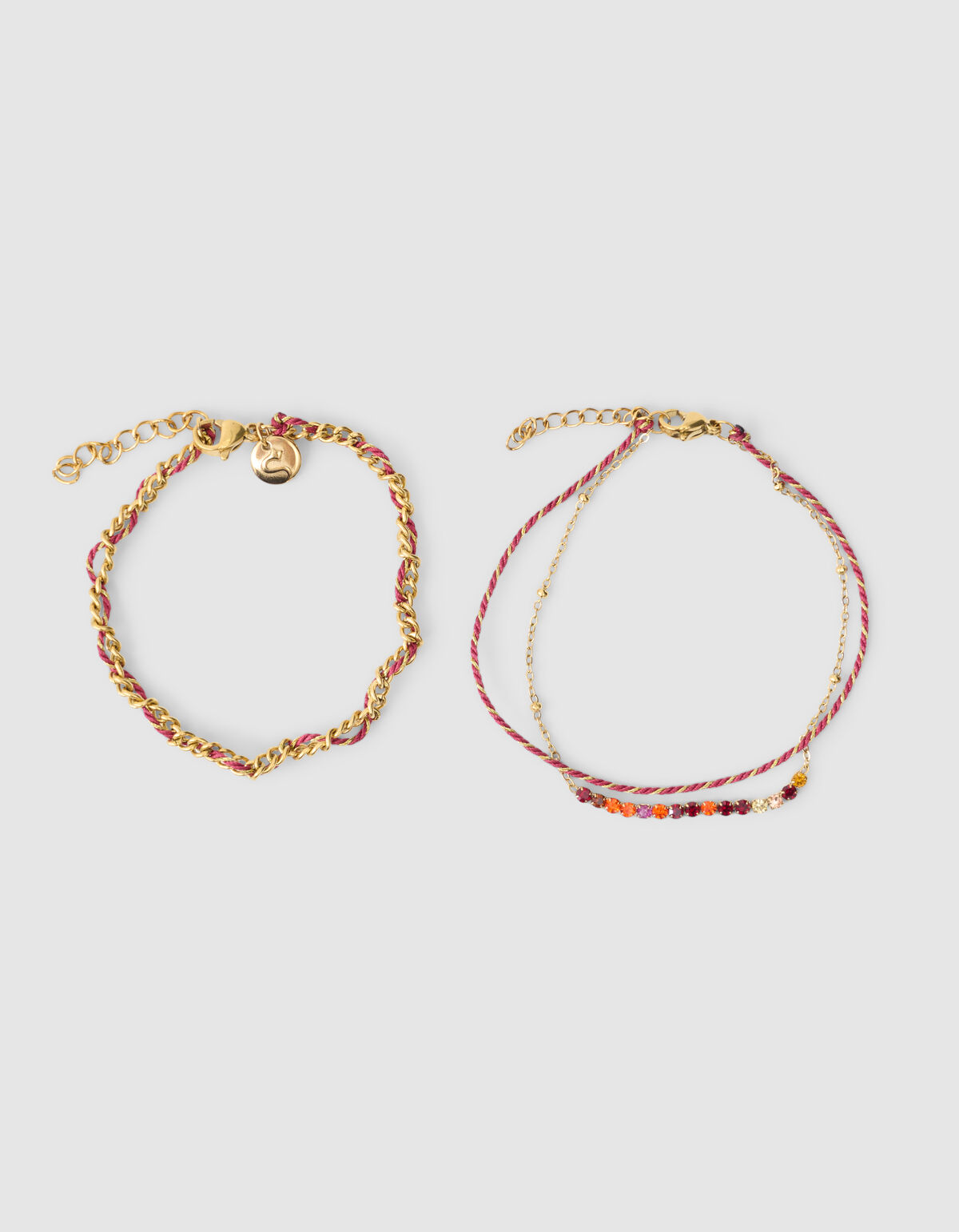 Touw Strass Armband Bruin SHOEBY ACCESSOIRES