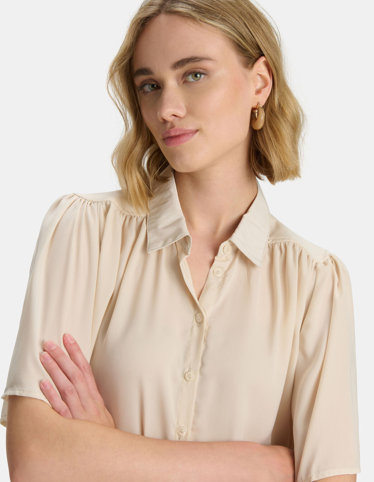 Oversized Satijnen Blouse Beige SHOEBY WOMEN
