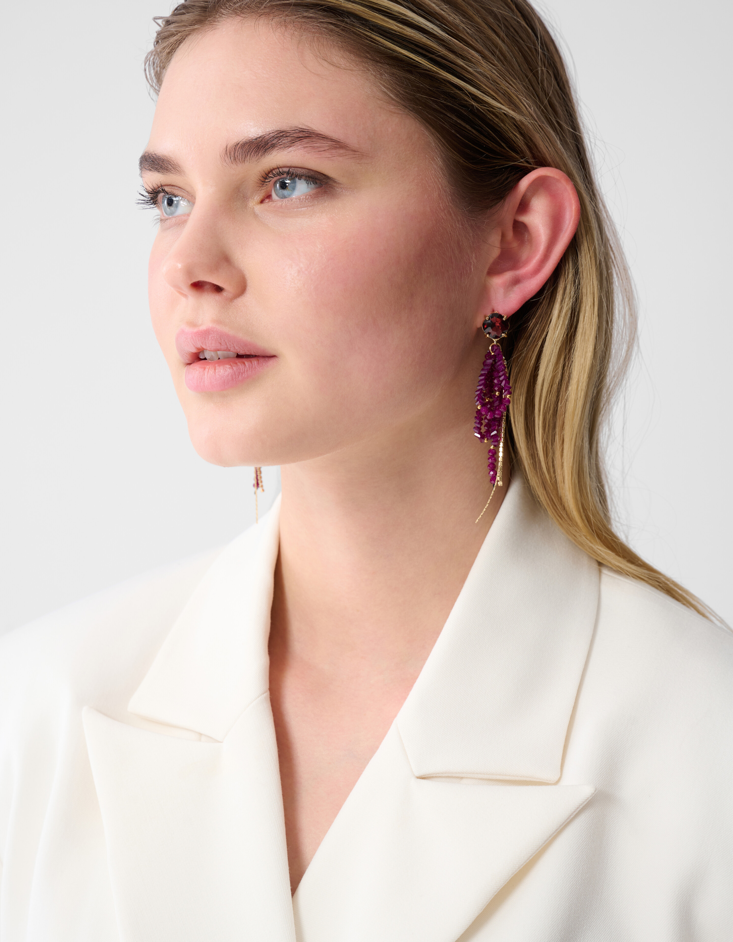 Beaded Strass Oorbellen Donkerpaars SHOEBY ACCESSOIRES