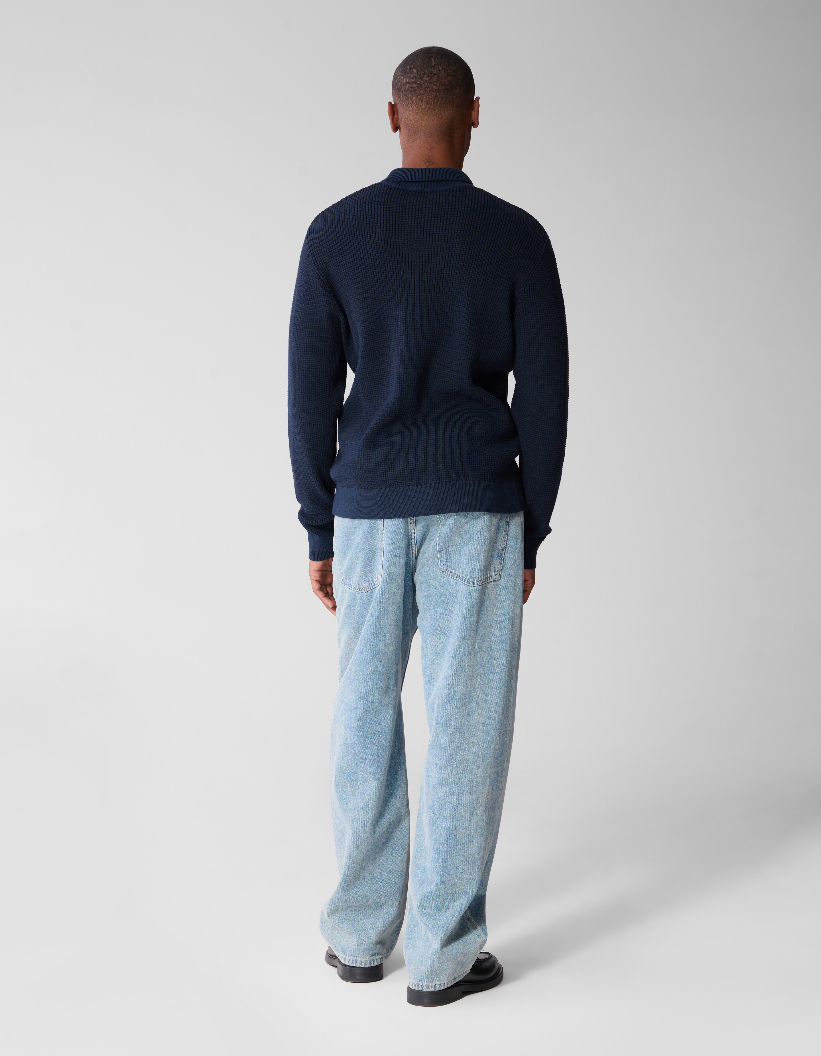 Gebreide Polo Met Knopen Donkerblauw SHOEBY MEN