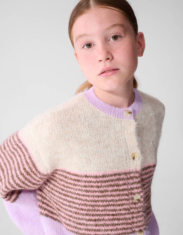 Fluffy Gestreept Vest Gebroken Wit/Paars SHOEBY GIRLS