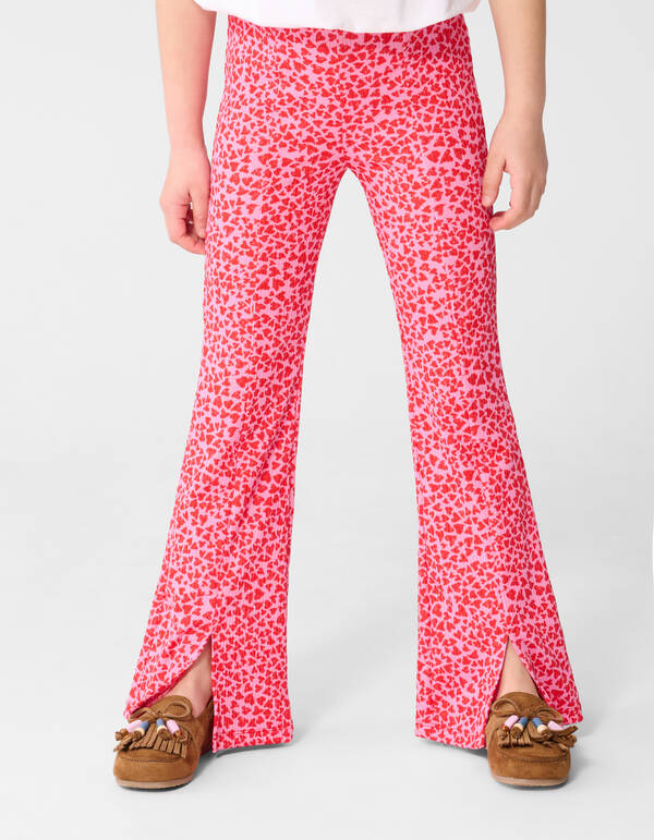 Rib Heart Flaired Legging Roze SHOEBY GIRLS