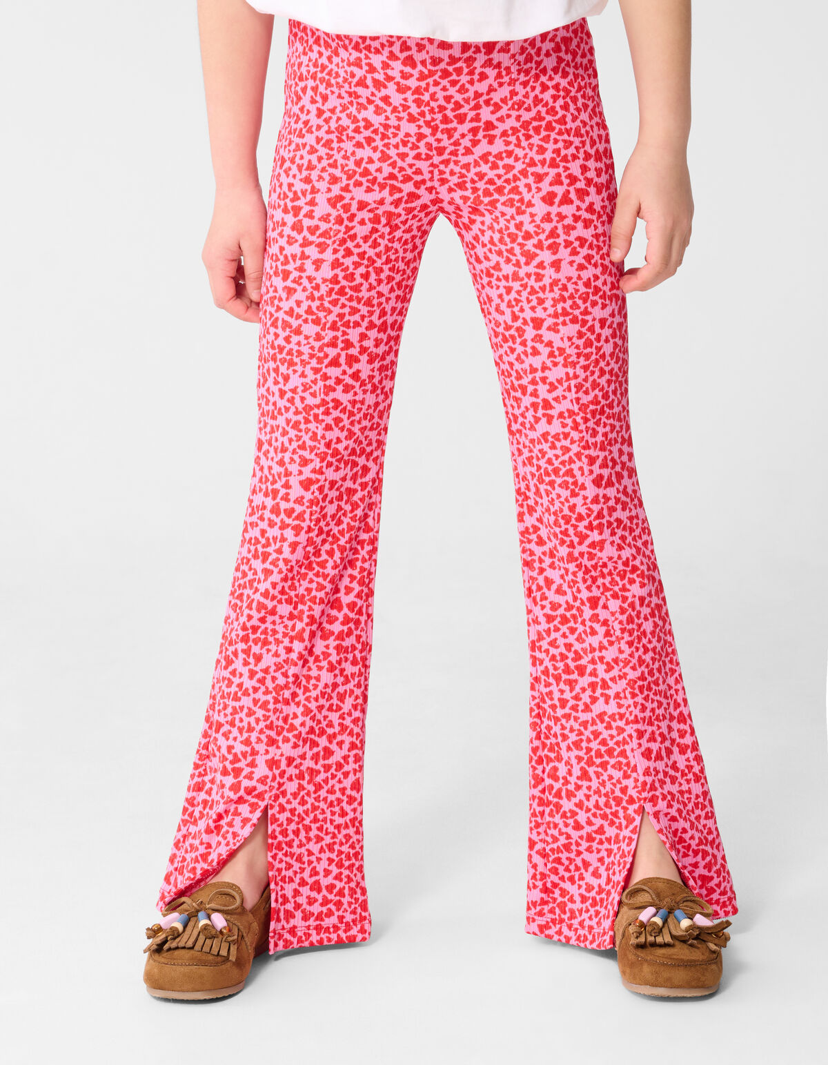 Rib Heart Flaired Legging Roze SHOEBY GIRLS